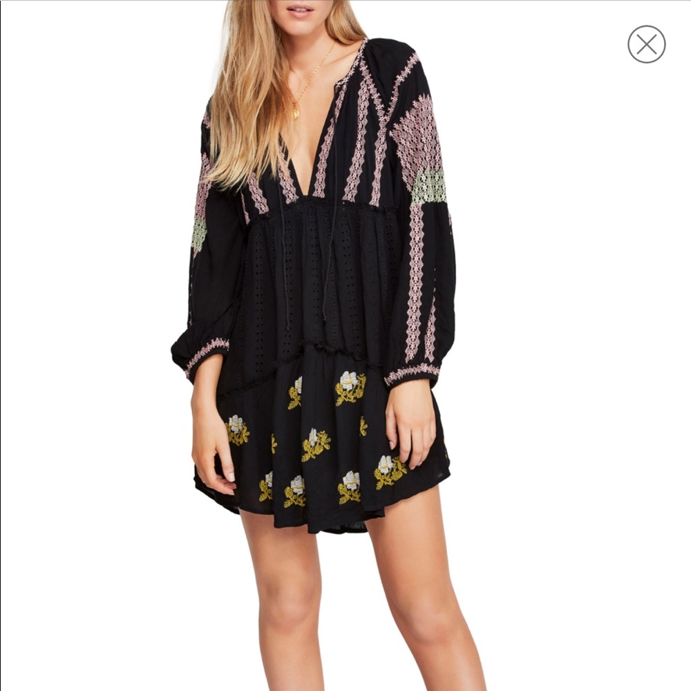 NWT free people wild horses embroidered mini dress